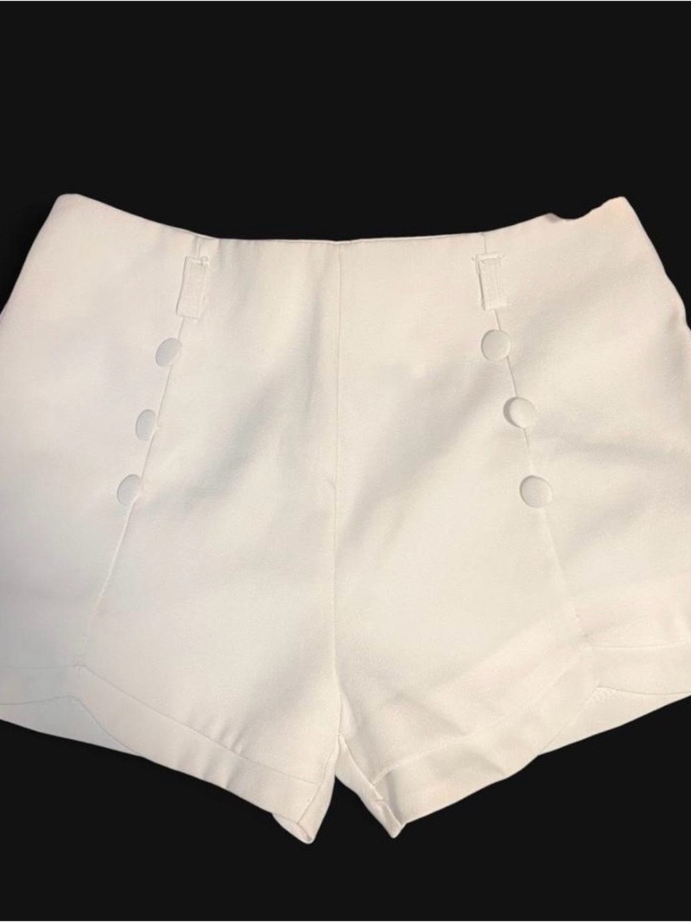 High-Waist White Button-Accent Women’s Shorts